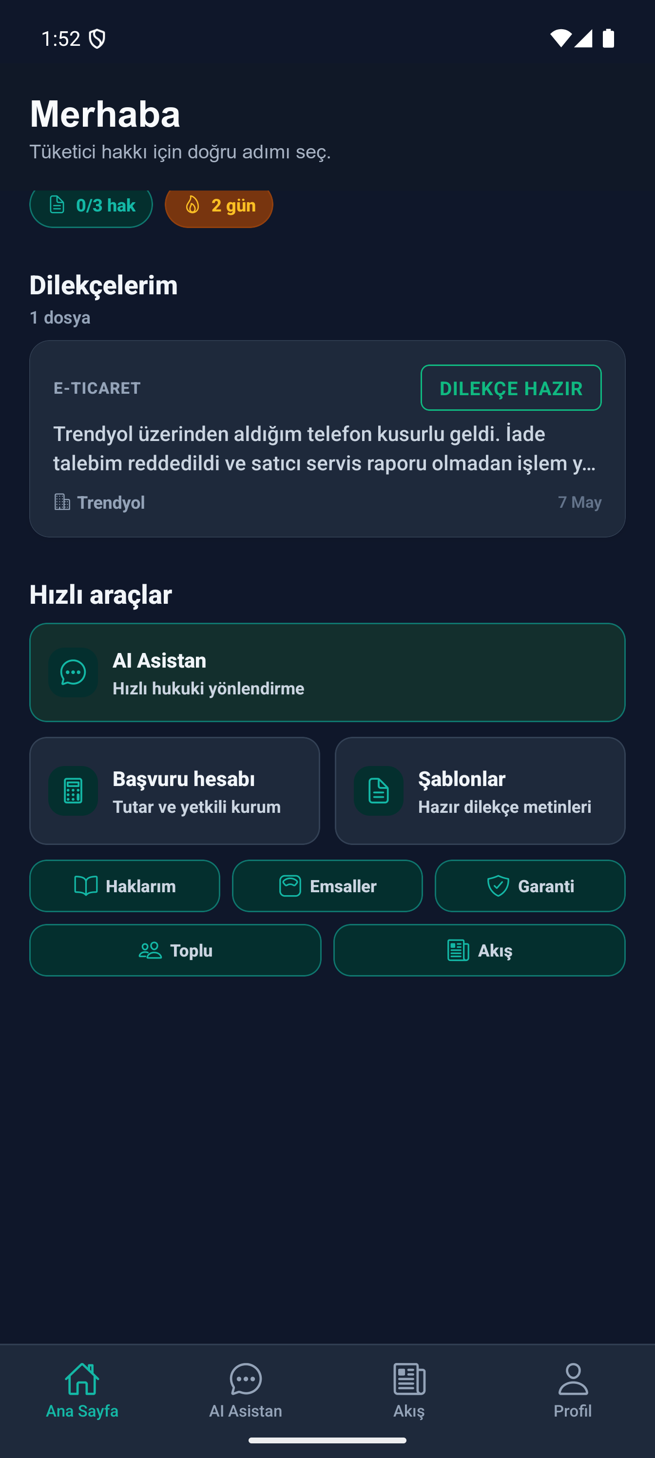 Haklıyım dosya panosu ekranı
